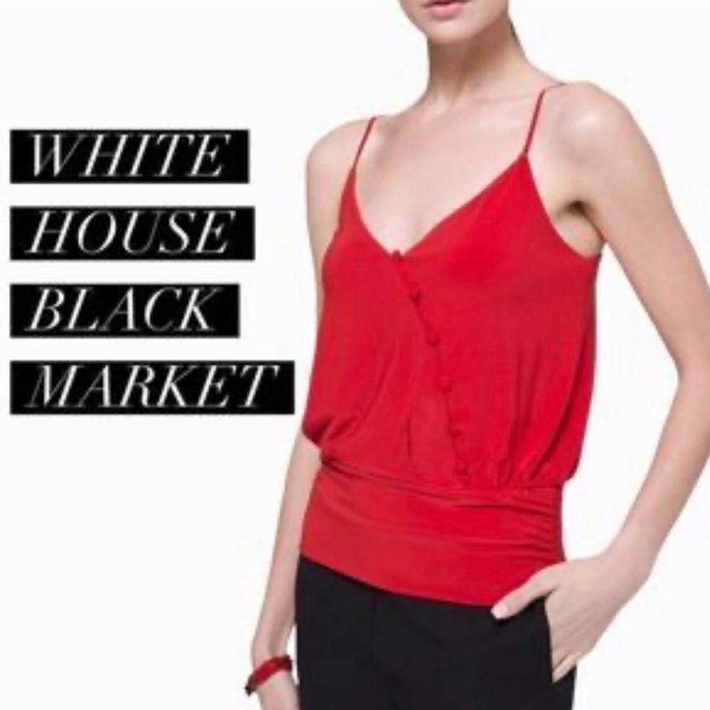 White House Black Market Red Surplice Cami/ Women's Top /Adjustable strap/ M
